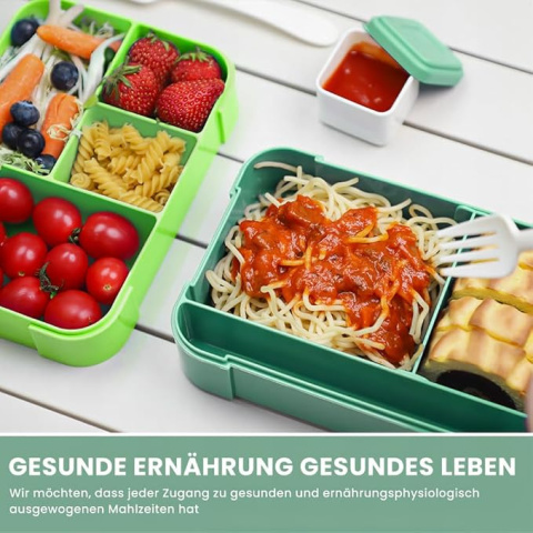 Pojemnik na posiłek Lunchbox Śniadanie Szczelny bez BPA + Sztućce Zielony Pojemnik na posiłek Lunchbox Śniadanie Szczelny bez BPA + Sztućce Zielony