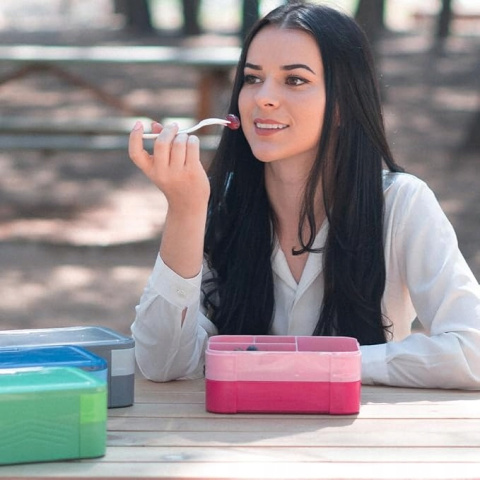 Pojemnik na posiłek Lunchbox Śniadanie Szczelny bez BPA + Sztućce Zielony Pojemnik na posiłek Lunchbox Śniadanie Szczelny bez BPA + Sztućce Zielony