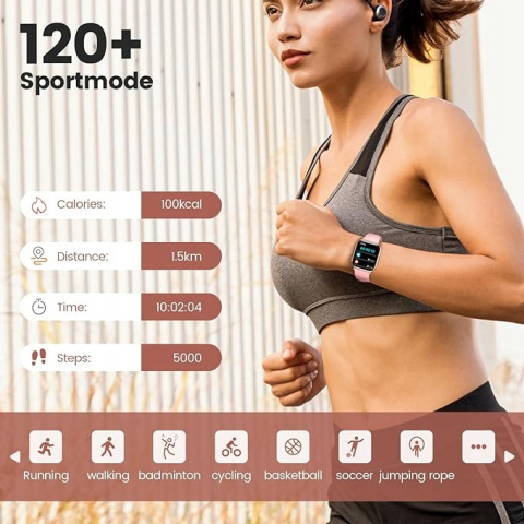 Smartwatch Damski Zegarek Licznik kroków Monitor aktywności i zdrowia