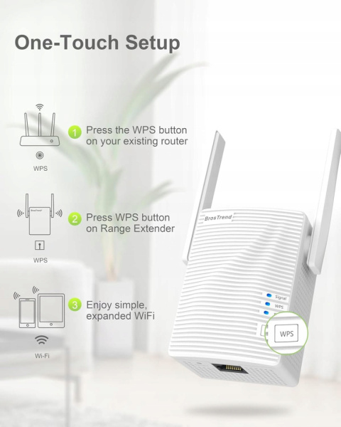 Wzmacniacz sygnału Wi-Fi BrosTrend AC1200 1200 Mb/s 5GHz 2.4GHz