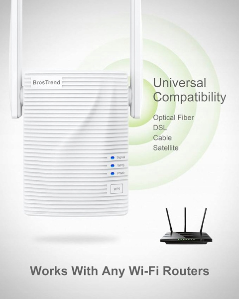 Wzmacniacz sygnału Wi-Fi BrosTrend AC1200 1200 Mb/s 5GHz 2.4GHz