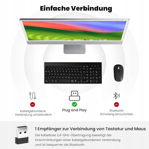 Zestaw Klawiatura + Myszka Bezprzewodowa KF10 Niski skok EasyTyping USB Zestaw Klawiatura + Myszka Bezprzewodowa KF10 Niski skok EasyTyping USB