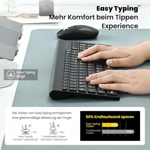 Zestaw Klawiatura + Myszka Bezprzewodowa KF10 Niski skok EasyTyping USB Zestaw Klawiatura + Myszka Bezprzewodowa KF10 Niski skok EasyTyping USB
