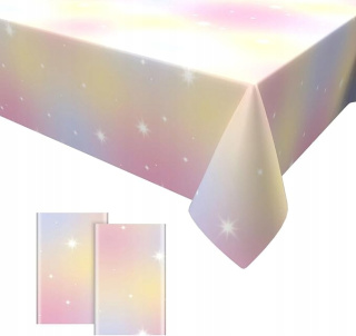 2x Tęczowy Obrus Pastelowy 140 x 275 cm na Imprezę Baby Shower Urodziny