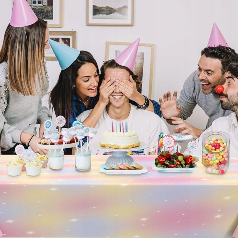 2x Tęczowy Obrus Pastelowy 140 x 275 cm na Imprezę Baby Shower Urodziny 2x Tęczowy Obrus Pastelowy 140 x 275 cm na Imprezę Baby Shower Urodziny