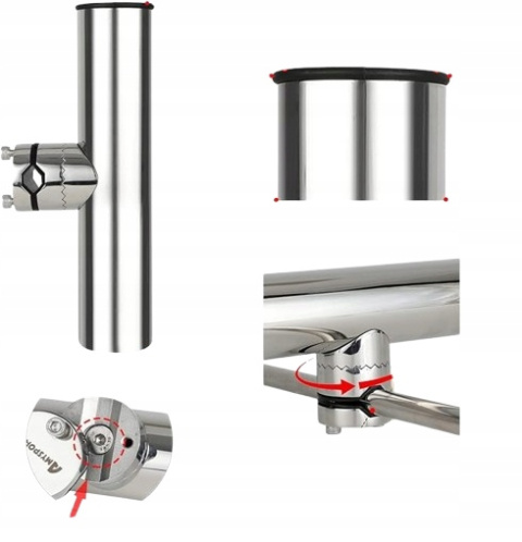 2x Uchwyt na wędki Podpórka ze stali nierdzewnej Stojak na szyny 19-25mm