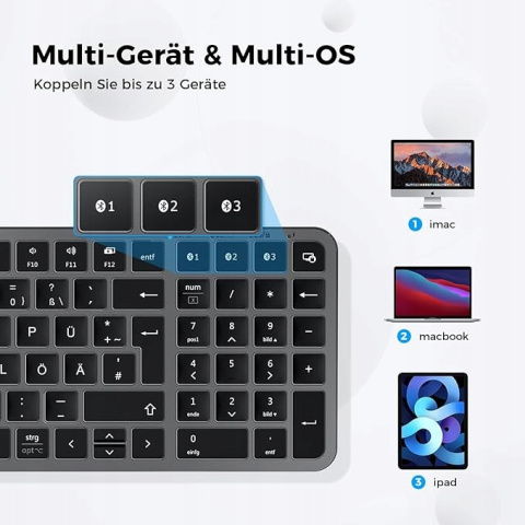 Bezprzewodowa Klawiatura Bluetooth Multi-Device Easy-Switch QWERTZ USB-C
