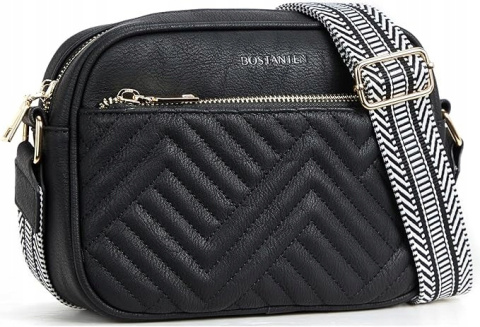 Czarna Skórzana torba na ramię Crossbody Listonoszka z regulowanym paskiem Czarna Skórzana torba na ramię Crossbody Listonoszka z regulowanym paskiem