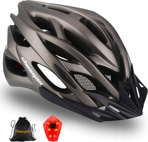 Czarny Kask rowerowy LED Regulowany z zdejmowanym daszkiem Certyfikat CE Czarny Kask rowerowy LED Regulowany z zdejmowanym daszkiem Certyfikat CE