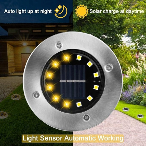 Solarne Lampy Ogrodowe LED Wbijane IP65 Ciepła Biel (6000 K) - Zestaw 8szt. Solarne Lampy Ogrodowe LED Wbijane IP65 Ciepła Biel (6000 K) - Zestaw 8szt.