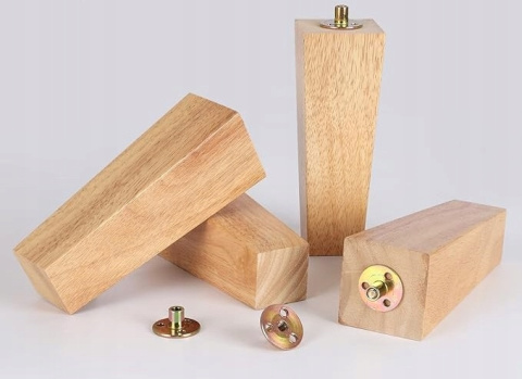 4x Kwadratowe Drewniane Nogi Meblowe 20cm Nóżki do mebli + Gumowe Podkładki 4x Kwadratowe Drewniane Nogi Meblowe 20cm Nóżki do mebli + Gumowe Podkładki