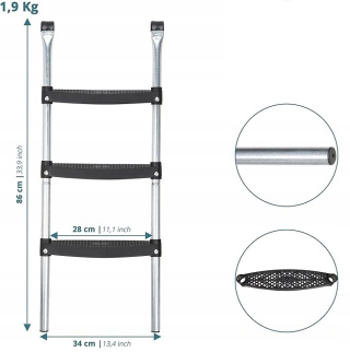 Drabinka do Trampoliny 3 stopniowa 86cm wys. Stalowa