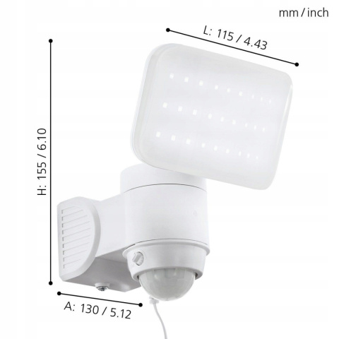 Lampa ścienna EGLO LED 5,4 W mocny, czujnik ruchu, czujnik zmierzchowy