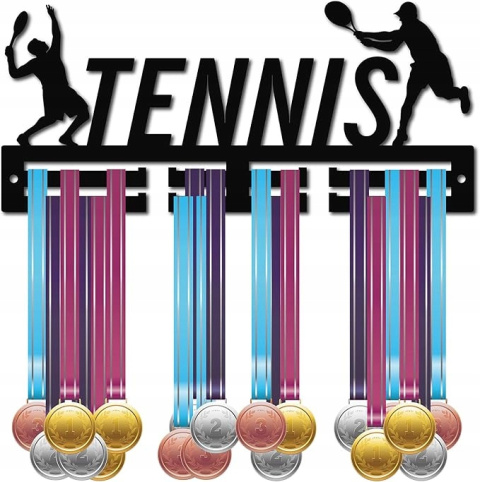 Akrylowy Wieszak Ścienny na Medale Sportowe Uchwyt TENNIS - Czarny Akrylowy Wieszak Ścienny na Medale Sportowe Uchwyt TENNIS - Czarny