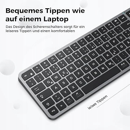 Bezprzewodowa Klawiatura z 3 kanałami Bluetooth iClever Niski Profil QWERTZ