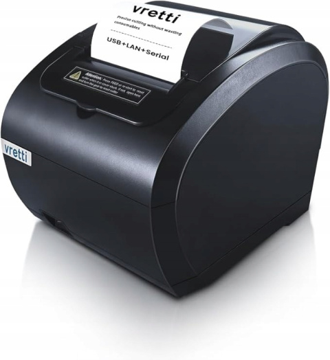 Drukarka termiczna etykiet ESC/POS Vretti 80mm z portem USB Serial LAN Drukarka termiczna etykiet ESC/POS Vretti 80mm z portem USB Serial LAN