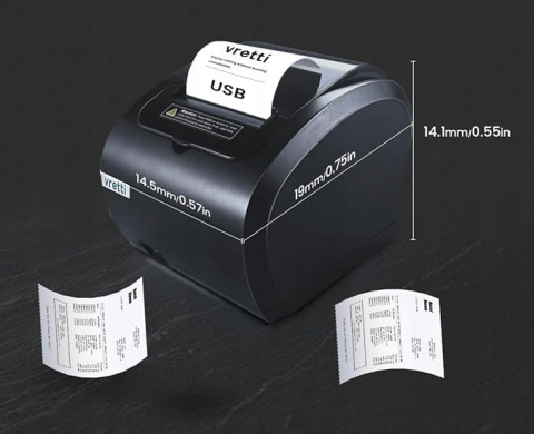 Drukarka termiczna etykiet ESC/POS Vretti 80mm z portem USB Serial LAN Drukarka termiczna etykiet ESC/POS Vretti 80mm z portem USB Serial LAN