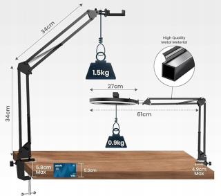Lampa Pierścieniowa LED Ring z uchwytem LUXSURE 3 barwy światła