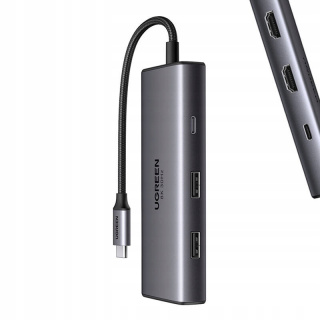 UGREEN ADAPTER 6W1 HUB USB DO 2X USB-A 3.0 USB-C 3.0 2XHDMI 8K