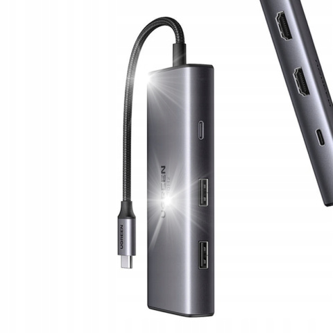 UGREEN ADAPTER 6W1 HUB USB DO 2X USB-A 3.0 USB-C 3.0 2XHDMI 8K