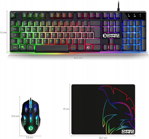 Zestaw 3w1 Klawiatura RGB Mysz 2400 DPI Podkładka EMPIRE GAMING MK800