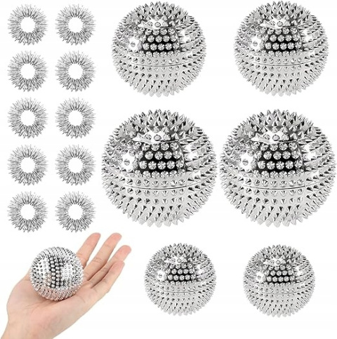 6 sztuk magnetycznych kul akupresurowych z pierścieniami do masażu palców 6 sztuk magnetycznych kul akupresurowych z pierścieniami do masażu palców