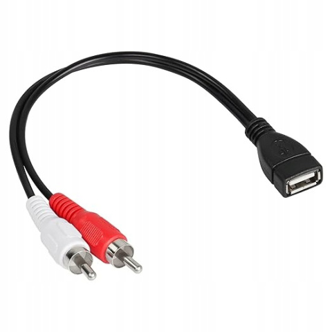 Kabel USB na 2 RCA, USB 2.0 A żeński na 2 RCA męski Kabel USB na 2 RCA, USB 2.0 A żeński na 2 RCA męski