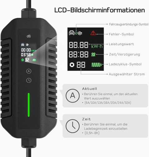 ŁADOWARKA 22KW trójfazowa z kablem 7m 6-32A ŁADOWARKA 22KW trójfazowa z kablem 7m 6-32A