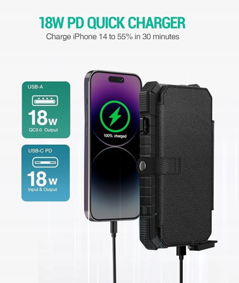 POWERBANK SOLARNY BLAVOR PN-W12 PRO 20000MAH Z LATARKĄ I LAMPĄ LED +PANELE