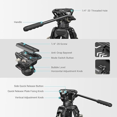 Statyw tripod Smallrig Video Heavy-Duty z głowicą AD-01 186 cm 3751B