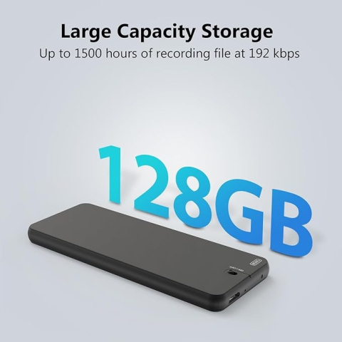 Tonnlog 128 GB Dyktafon, 200 godzin (8 dni)