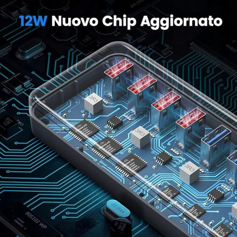 WENTER USB HUB 11 PORTÓW USB 3.0 LED z PRZEŁĄCZNIKIEM