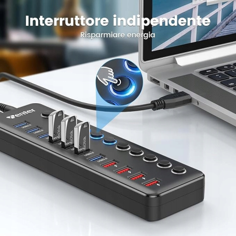 WENTER USB HUB 11 PORTÓW USB 3.0 LED z PRZEŁĄCZNIKIEM