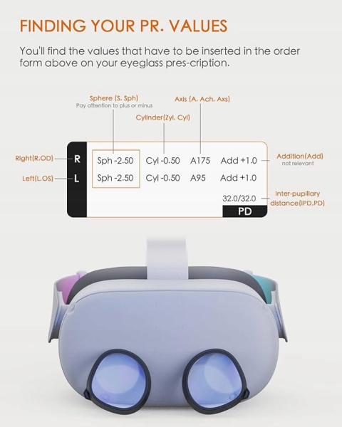 Wkładka soczewkowa kompatybilna z Oculus Quest 2