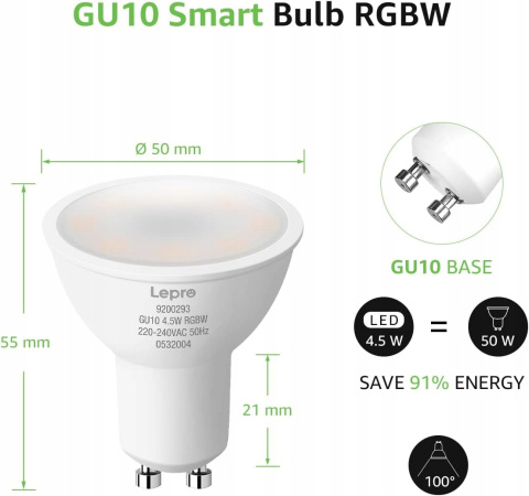 Żarówki LED Lepro GU10 4,5W 350lm 4 szt.