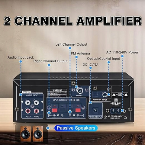 AK55 WZMACNIACZ HI-FI STEREO BLUETOOTH 5.0 2-KANAŁOWY 70W X 2 USB RCA AK55 WZMACNIACZ HI-FI STEREO BLUETOOTH 5.0 2-KANAŁOWY 70W X 2 USB RCA