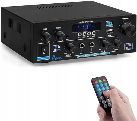 AK55 WZMACNIACZ HI-FI STEREO BLUETOOTH 5.0 2-KANAŁOWY 70W X 2 USB RCA AK55 WZMACNIACZ HI-FI STEREO BLUETOOTH 5.0 2-KANAŁOWY 70W X 2 USB RCA