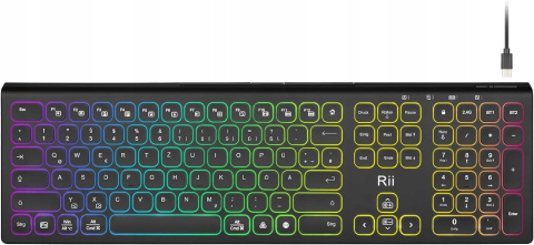 Klawiatura bezprzewodowa RII DE RK801 QWERTZ Bluetooth USB z podświetleniem