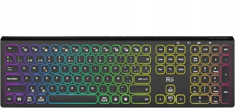 Klawiatura bezprzewodowa RII DE RK801 QWERTZ Bluetooth USB z podświetleniem