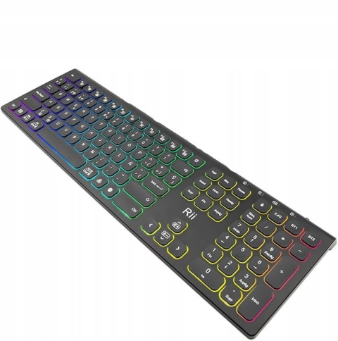 Klawiatura bezprzewodowa RII DE RK801 QWERTZ Bluetooth USB z podświetleniem