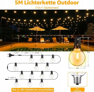 Lampki Kulki G40 Iluminacja Na Zewnątrz Edison 5m