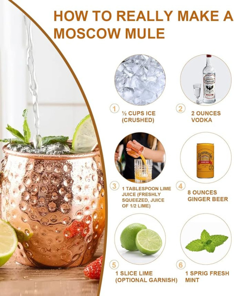 MOSCOW MULE KUBEK MOSCOW MULE ZESTAW 4 SZT., MIEDZIANY KUBEK NA KOKTAJL MOSCOW MULE KUBEK MOSCOW MULE ZESTAW 4 SZT., MIEDZIANY KUBEK NA KOKTAJL