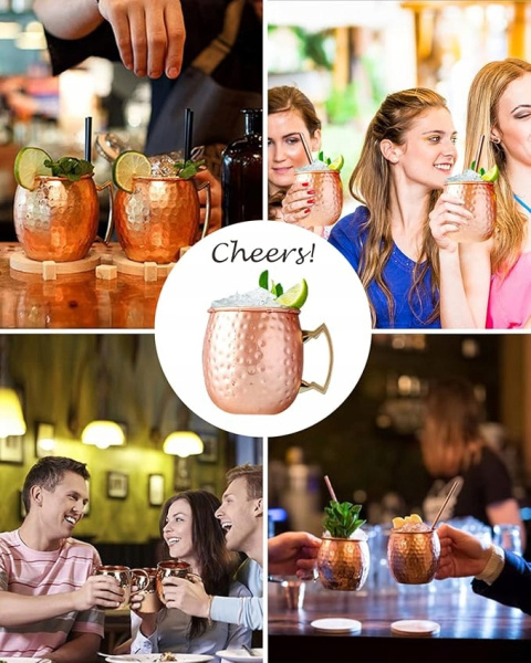 MOSCOW MULE KUBEK MOSCOW MULE ZESTAW 4 SZT., MIEDZIANY KUBEK NA KOKTAJL MOSCOW MULE KUBEK MOSCOW MULE ZESTAW 4 SZT., MIEDZIANY KUBEK NA KOKTAJL