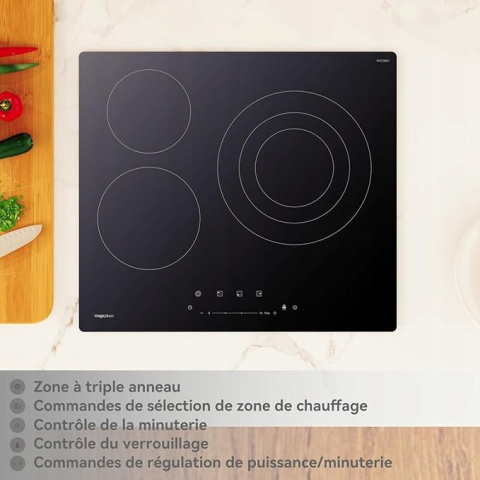 MagicPlux Płyta grzewcza ceramiczna 3 palniki 59 cm, 6600W MagicPlux Płyta grzewcza ceramiczna 3 palniki 59 cm, 6600W