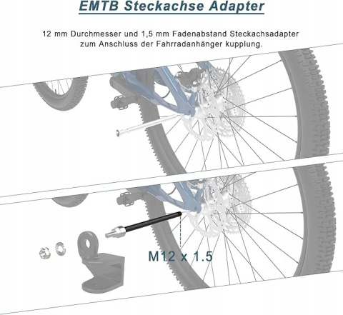 NICEDACK M12 x 1,75-167-192 mm adapter osi zaczepu przyczepki rowerowej NICEDACK M12 x 1,75-167-192 mm adapter osi zaczepu przyczepki rowerowej