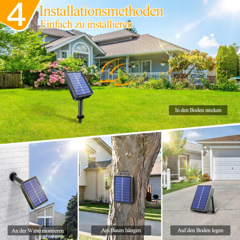 OLLNY Solarne Lampki 2x10M 100 LED 8 Trybów IP65 Wodoodporne OLLNY Solarne Lampki 2x10M 100 LED 8 Trybów IP65 Wodoodporne