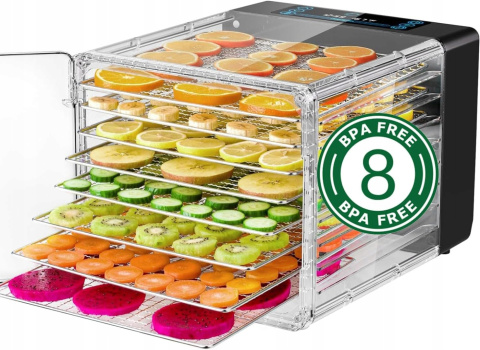 Reemix Suszarka do Żywności - 8 Poziomów, 600W, Timer , LED Reemix Suszarka do Żywności - 8 Poziomów, 600W, Timer , LED