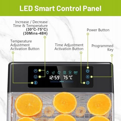 Reemix Suszarka do Żywności - 8 Poziomów, 600W, Timer , LED Reemix Suszarka do Żywności - 8 Poziomów, 600W, Timer , LED