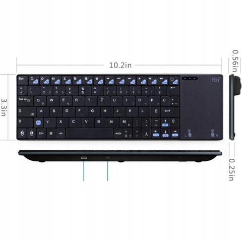 Rii Bezprzewodowa klawiatura z touchpadem, QWERTZ, 2,4 GHz Rii Bezprzewodowa klawiatura z touchpadem, QWERTZ, 2,4 GHz
