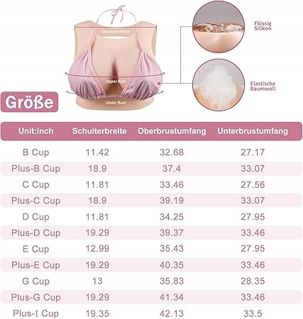 Silikonowe sztuczne piersi miseczka G Silikonowe sztuczne piersi miseczka G